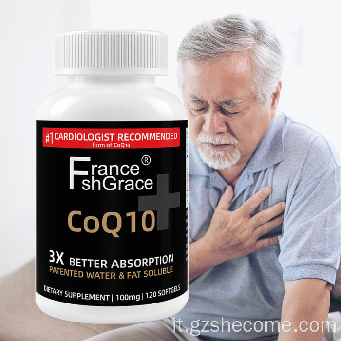 Capsule molli di CoQ10 da 100 mg 3 capsule molli di coq10 con assorbimento migliore